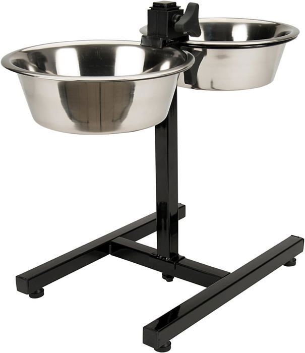 Meilleurs prix pour TYROL Support + 2 Bols Inox 28CM - 3,5L, Support Réglable en Hauteur, Gamelles Résistantes, Fixation à Pression