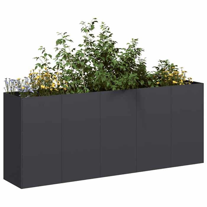 vidaXL Jardinière noir 200x40x80 cm acier laminé à froid pot de fleurs support de plantes lit surélevé support de 860724