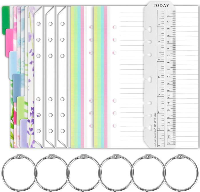50 Intercalaires Pastel A5 6 Trous - Pour Classeur, Organisation Documents - Papier Qualité, Couleurs Vives