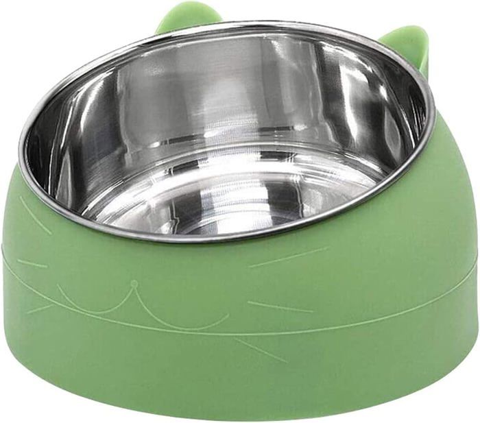 Gamelle en acier inoxydable pour chat - Gamelle à eau pour chat - Multifonction - Pour nourriture et eau - Vert, 200ML