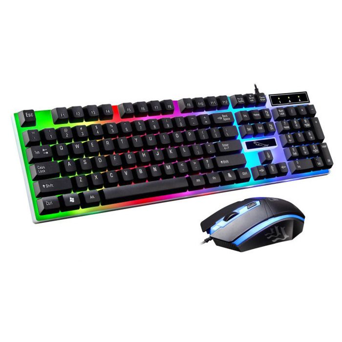 104 Touches-Qwerty-Clavier Souris Gamer-Clavier Gamer-Clavier Silencieux-avec souris Membrane Rétro-Éclairage RGB à sept couleurs
