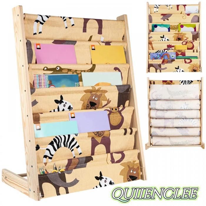 Bibliothèque enfant QUIIENCLEE bibliothèque en bois massif à 7 étagères 80x60x30 cm pour chambre denfant ou coin salon