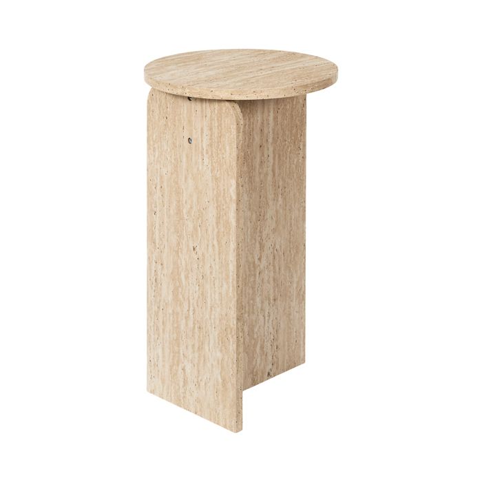 Table dappoint - HOME DECO FACTORY - PIETRA - Élégante - Effet pierre naturelle - Blanc et beige