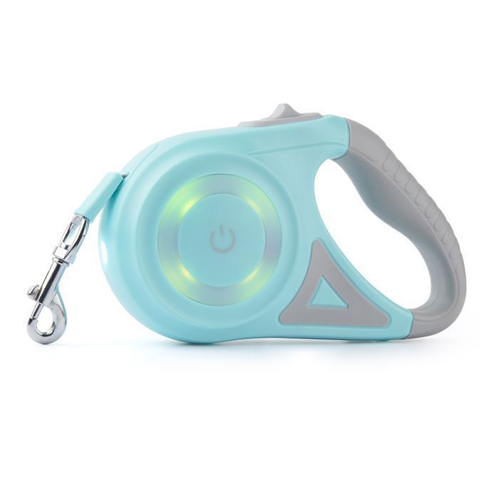 Laisse Rétractable Automatique pour Chien - 5m Éclairage LED & Multi-Couleurs Jusquà 30kg - Vert et gris