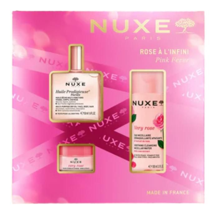 Coffret Cadeau NUXE La Fête En Rose - Huile Prodigieuse, Parfum & Gelée Douche - Senteur Fleurie - NEUF