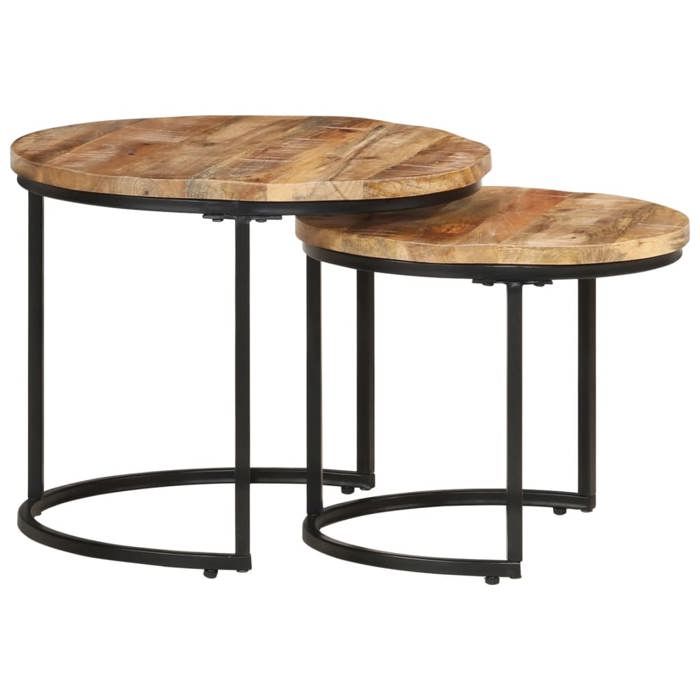 Tables gigognes - vidaXL - Bois de manguier - Finition naturelle - Lot de 2 Tables gigognes - vidaXL - Bois de manguier - Finition naturelle - Lot de 2