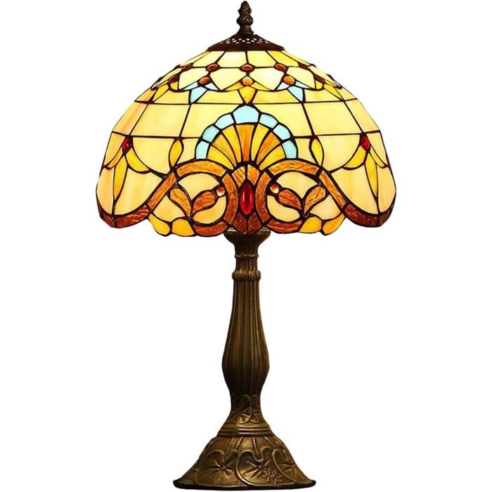 Lampe de table - RIAMTGCX - Baroque - Abat-jour vitrail fait main - Hauteur 48 cm - Culot E27