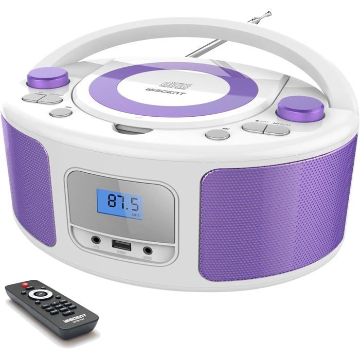 Poste CD Enfant WISCENT Boombox Portable Bluetooth FM USB AUX Casque
