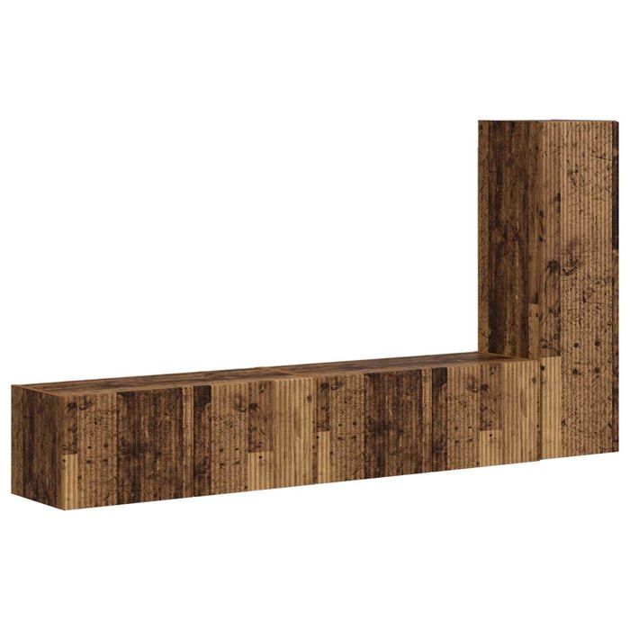 Ensemble meuble TV mural - vidaXL - Bois ancien - Bois dingénierie - 30x31x100 cm - 78 5x31x30 cm - 3 portes