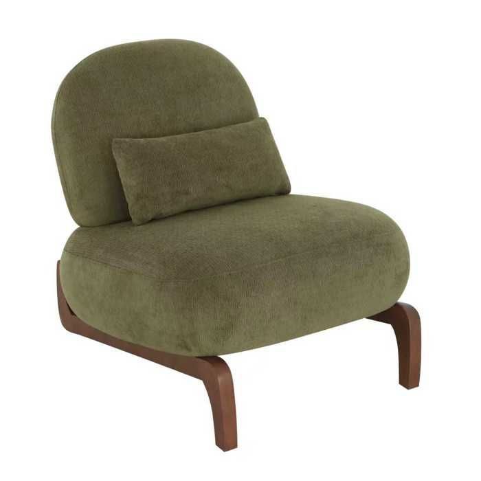 Fauteuil décoratif mignon en velours - Pieds en bois massif sans accoudoirs idéal pour salon chambre et balcon(vert)