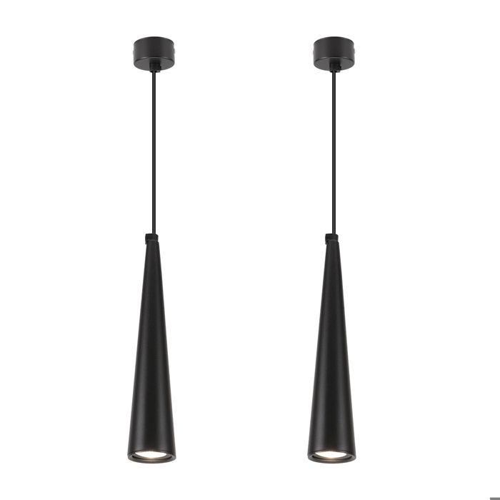 Suspension Luminaire - SMOTOP - Noir - LED blanc chaud - Lot de 2