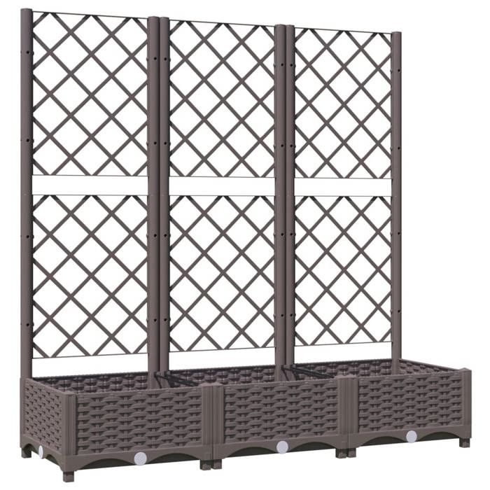 Garden-Jardinière - JARDINIÈRE - BAC A FLEUR - Jardinière avec treillis Marron 120 x 40 x 1215 cm PP - Assemblage Facile_0855185