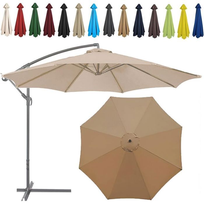 (Color:Khaki）Auvent De Remplacement Pour Parasol 2 M 6 Baleines Tissu De Rechange Pour Parasol Toile De Rechange Pour Parasol
