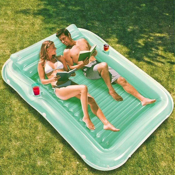 Matelas Gonflable Piscine Hamac XXL 180x90cm - Flotteur Adulte 120kg - Bouée Transat Avec Trous Fraîcheur - Idéal Plage Et été