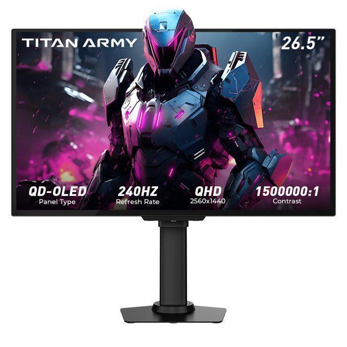 TITAN ARMY G2785S Moniteur de Jeu Plat 16:9 QD OLED QHD 240 Hz 265 Pouces Ergonomie Flexible