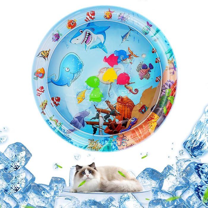Tapis Eau ChatTapis Jeu Chat Refroidissement Gonfble été eau Sensoriel Gonfble ÉpaissiTapis de Jeu Coloré