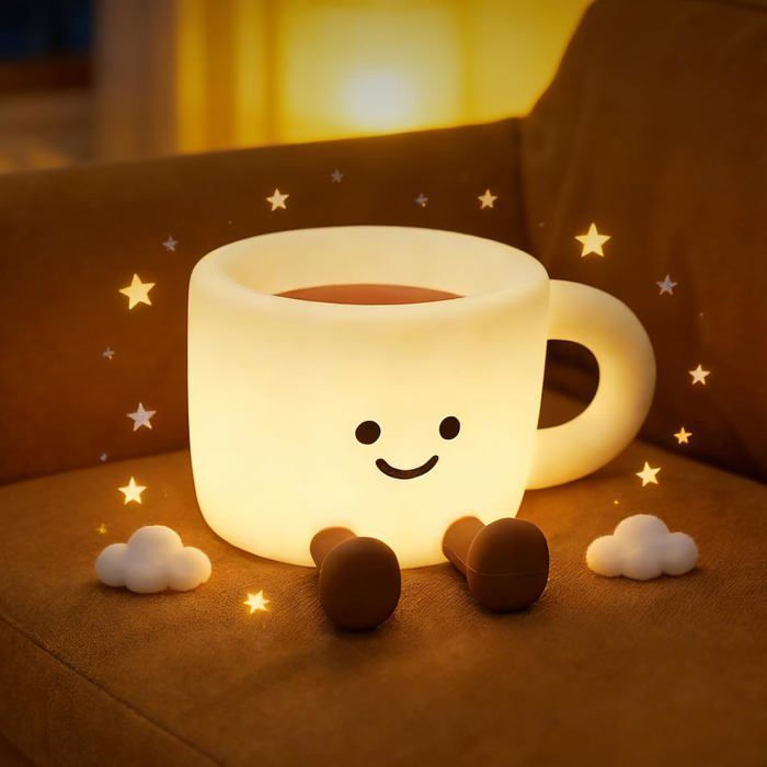 Veilleuse Café-Tasse En Silicone 7 Changements De Lumière Contrôle De Tap 3 Luminosité Usb Rechargeable Fonction Minuterie Lampe
