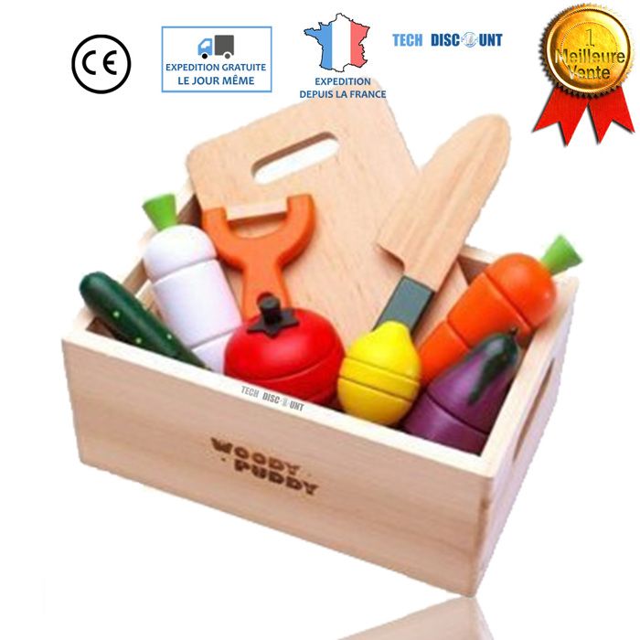 Jouets éducatifs fruits coupés en bois pour enfants couleurs - Onwind - alimentation amusement ludique apprentissage jeux légumes
