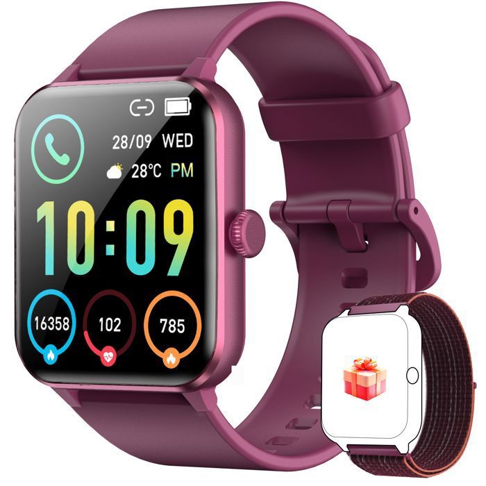 Montre Connectée Femme Ado Pour Samsung iPhone AndroidAppel Bluetooth 185 HD 100+ Sports 24/7 Cardio/ SpO2/ Sommeil IP68