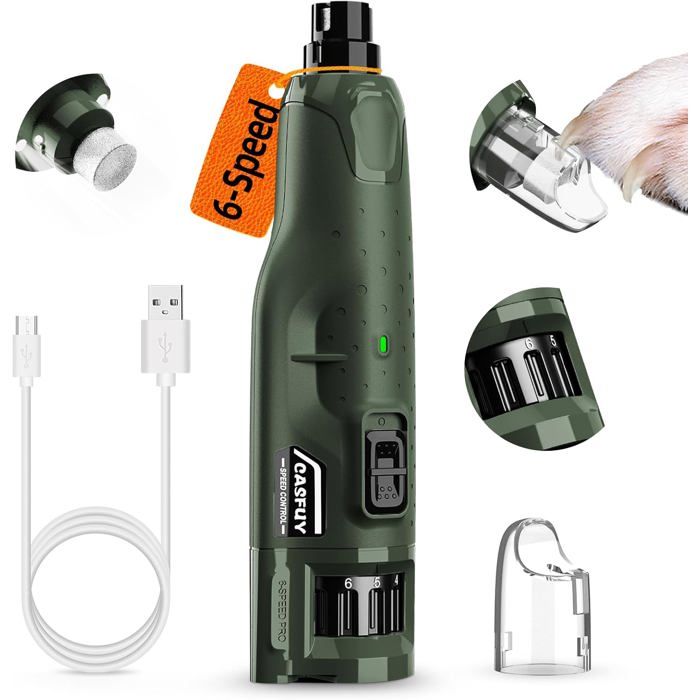Lime à Ongle Chien - Silencieux (45 DB) 6 Vitesses avec 2 lumières LED pour Chiens/Chats de GrandeMoyenne et Petite