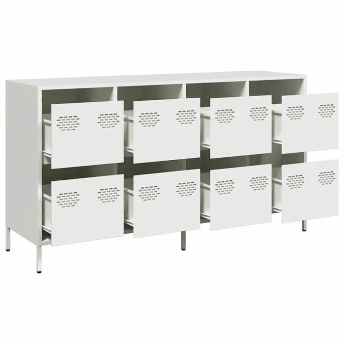 Blanc Commode Salon CHIC Buffet bas/Cabinet 1 PC blanc 135x39x73 5 cm acier laminé à froid N12443