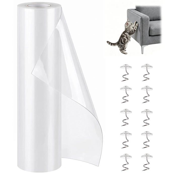 Protection Canapé Chat Anti Griffure 45cm x 5m Protege Canape Griffe Chat Film Protection Meuble Trparent Autocollant TRAITEMENT