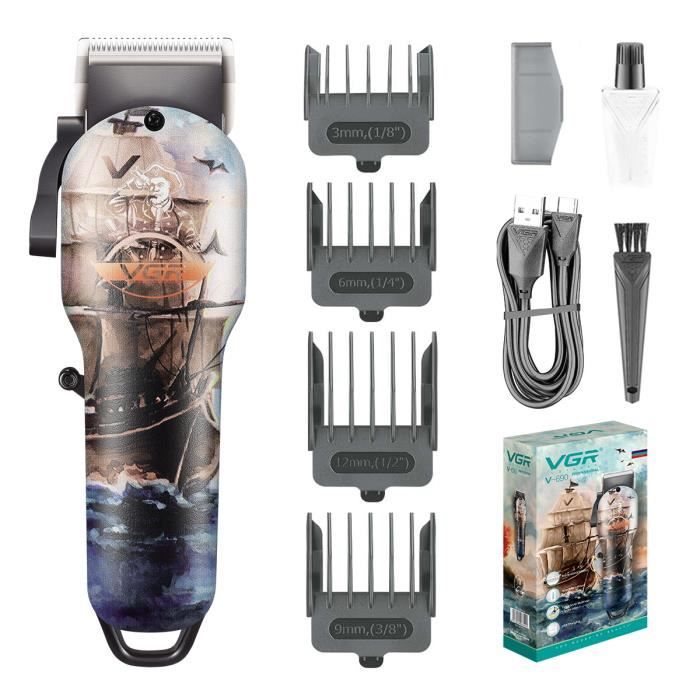Tondeuse Cheveux Professionnelle Homme VGR V-181 - Sans Fil Avec Câble USB - Couleur Or