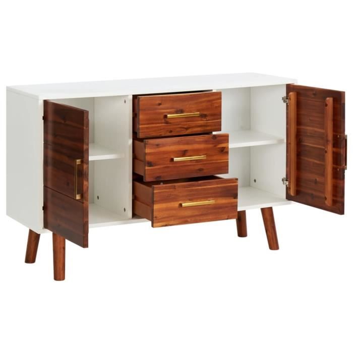 Buffet En Bois Recyclé Massif 110x30x75 Cm - Meuble Salle à Manger Marron Style Rustique - Unique Et Solide