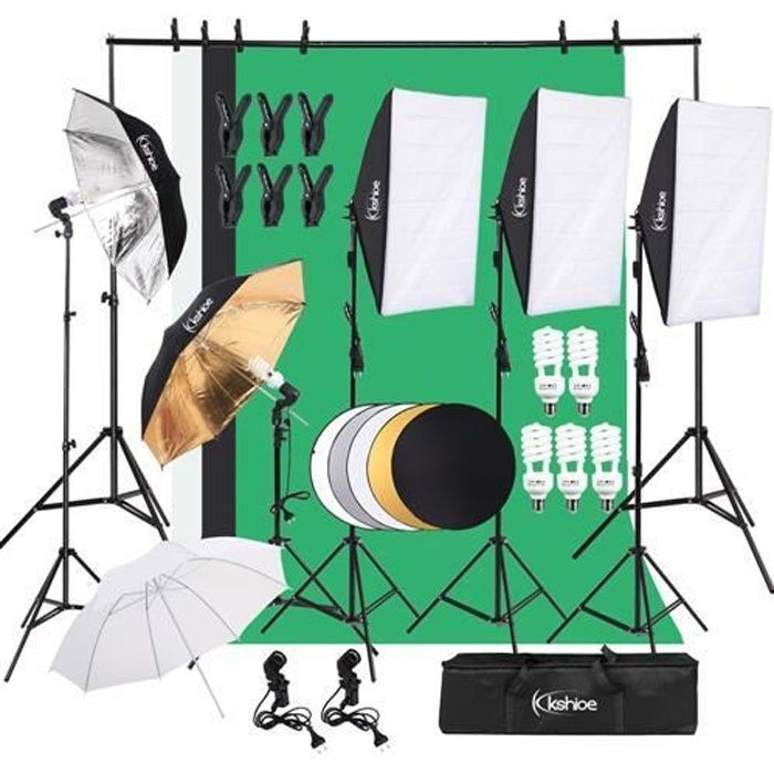 Photo Studio Softbox Kit Éclairage avec Backdrops Parapluie Lumière
