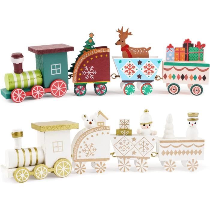 YXHZVON Train de Noël sur Circuit en Bois, Rouge