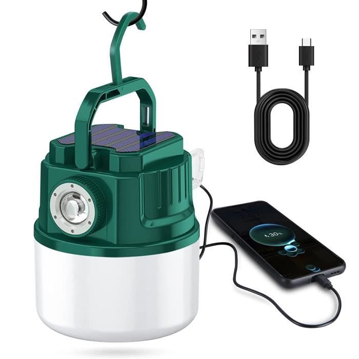 Lampe solaire de camping AQSACOKIYA - 3000mAh - 4 modes déclairage - Charge USB - Etanche