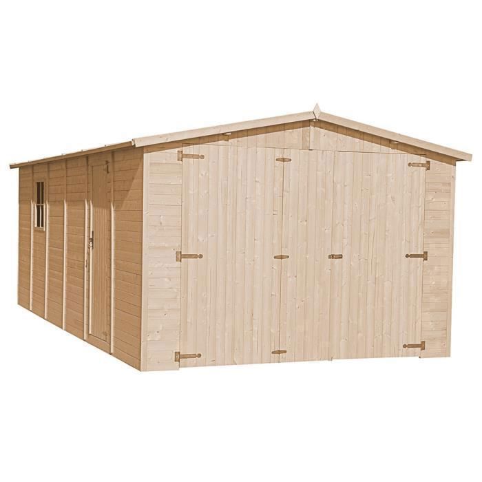 garage en bois exterieur chalet en pin epicea 616 x 324 cm 18 m rangement pour velos remise a outils timbela m102 cdiscount jardin