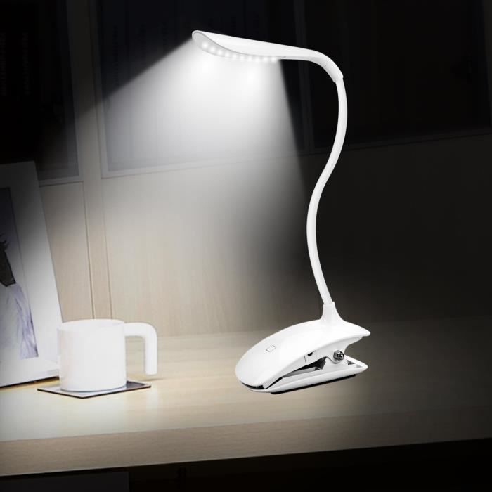 28 LED Lampe de Bureau Table Chevet Veilleuse Flexible USB Pile Pince Lecture FR