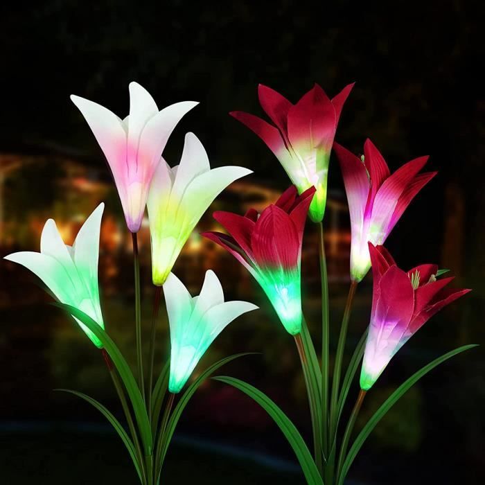 Lot De 2 Lumières Solaires Extérieures Jardin 120 LED Feu D'Artifice IP65 - Décoration Patio Et Fêtes (Blanc Chaud)