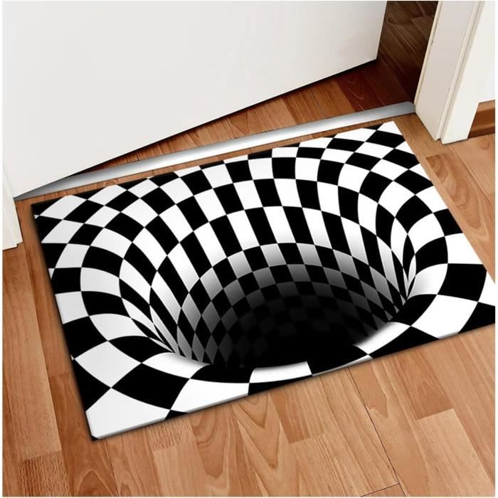 Tapis 3D Effet Illusion D'optique Vortex - 80x160 Cm, Antidérapant, Polyester, Pour Salon, Chambre, Bureau