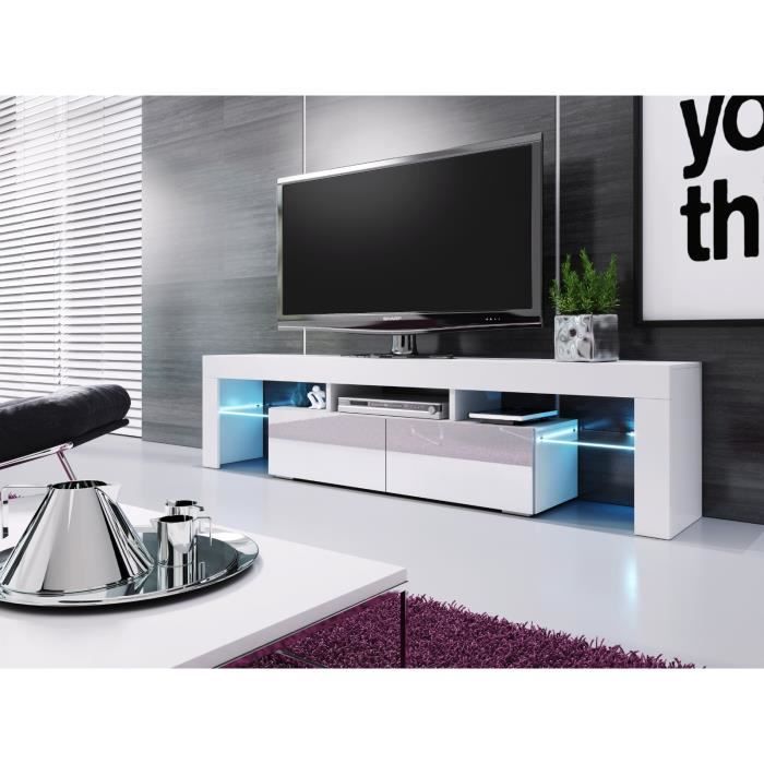 Meuble Banc Tv Blanc 1m90 Achat Vente Meuble Tv Meuble Banc