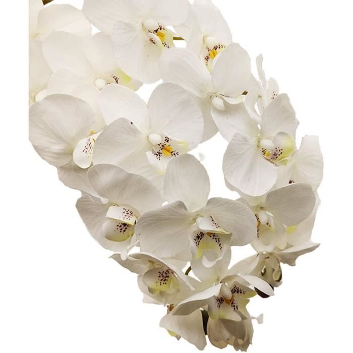 2 pièces tiges d'orchidées artificielles Real Touch Orchid Hauteur Faux  Phalaenopsis Fleur Fleur Artificielle pour