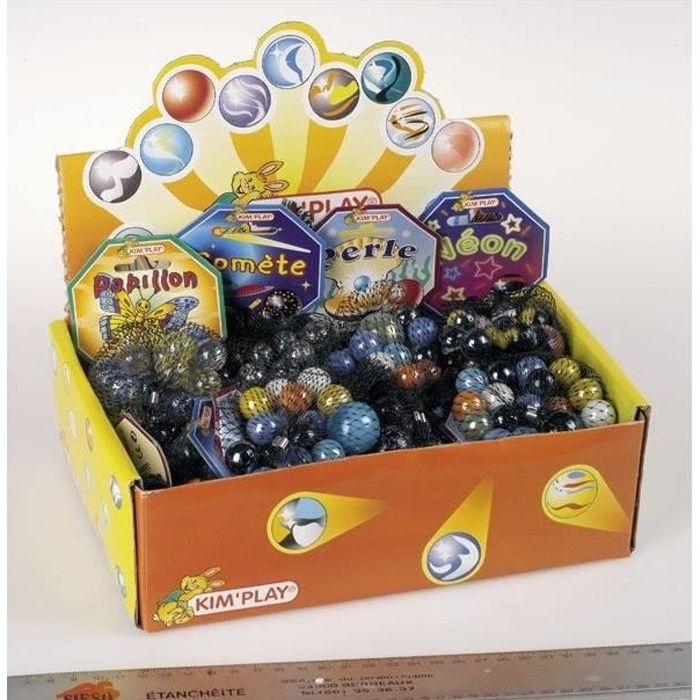 Lot De 20 Billes Et 1 Calot En Verre Kim'play - Jeu De Cour D'école, Dauphin Bleu