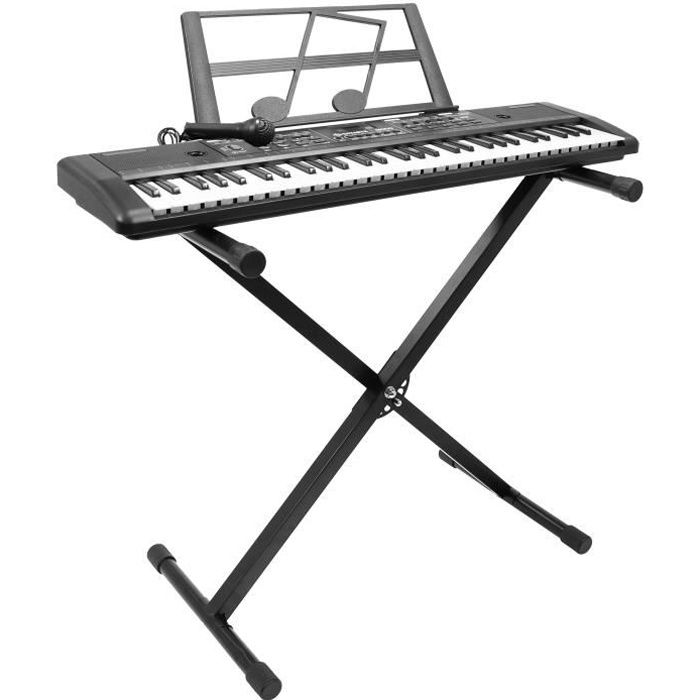 Piano Numérique Portable 61 Touches avec des Enceintes Intégrées avec microphone 