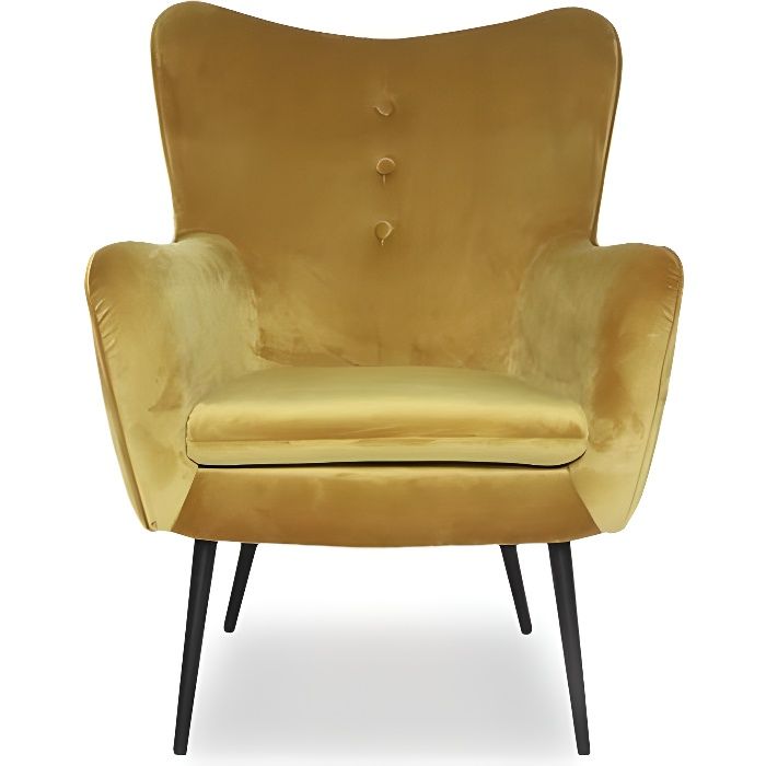 fauteuil en velours zola - jaune - meubler design - 1 place - avec accoudoirs - elégance - chic