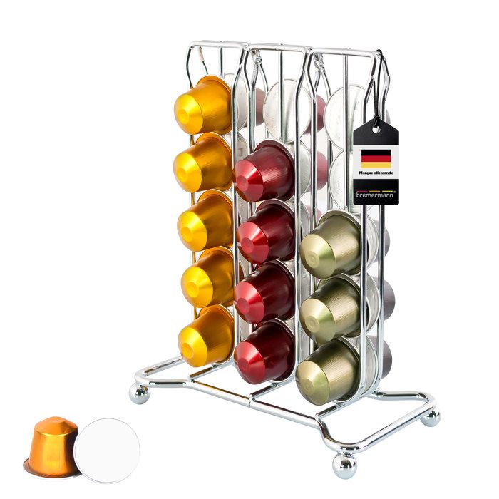 Lot De 2 Présentoirs Distributeurs Capsules Nespresso - Support 12 Capsules En Acrylique Noir