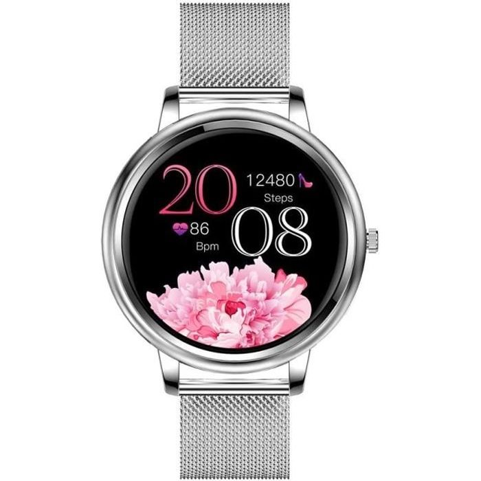 Aliwisdom Montre connectée pour Femmes Smartwatch Rond Sport Montre  Intelligente Etanche métal Bracelet pour iPhone An oid avec S379 -  Cdiscount Téléphonie