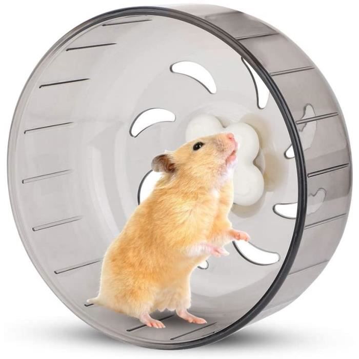 Roue de Course - Hamster - Plastique Silencieux - 13 cm - Antidérapante - Grise