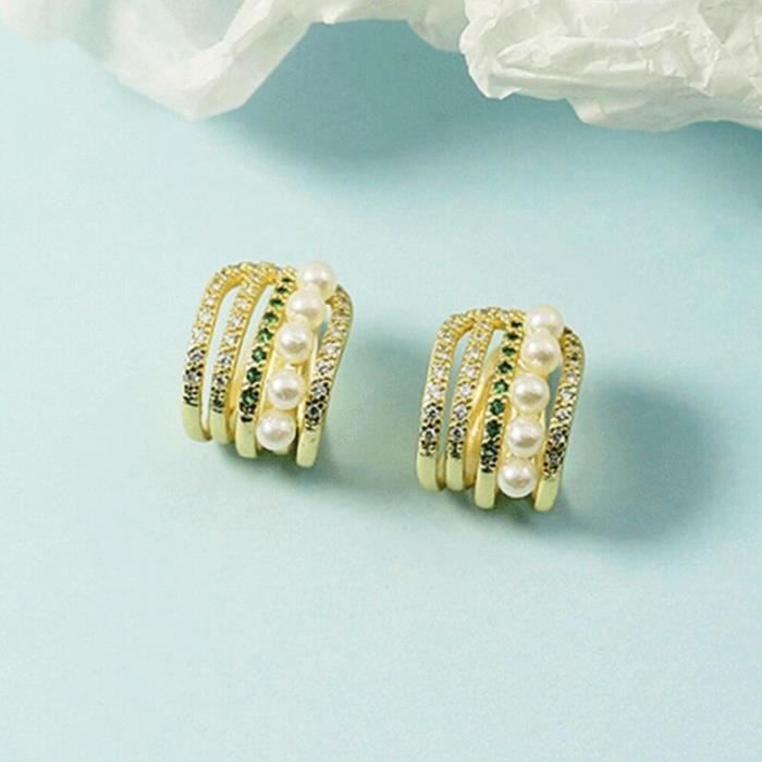 boucles d' oreilles à Clip en argent Sterling 925 pour femmes, nouveaux bijoux de luxe, perle en Zircon vert brillant*SD10570