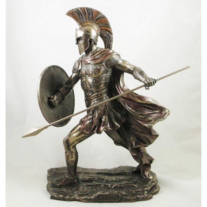 Albâtre deco personnage Kaled Ares avec épée et bouclier 25 cm Sculpture Or