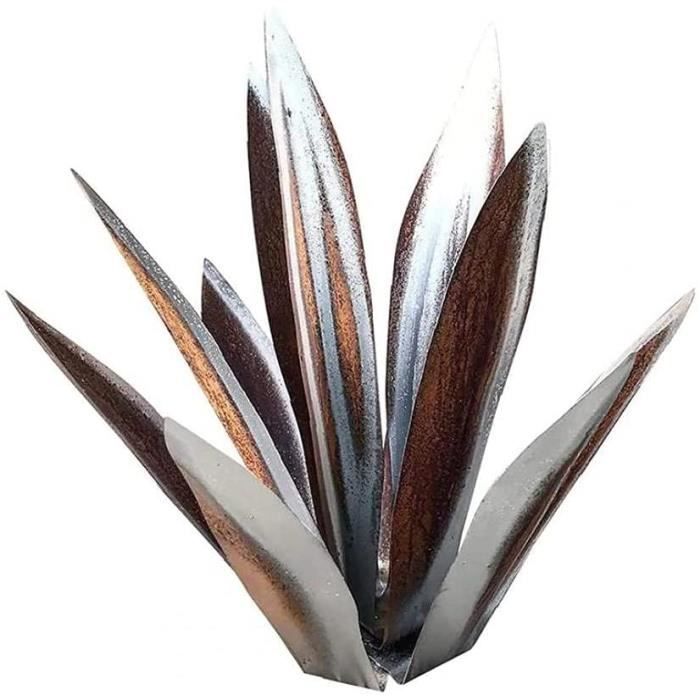 Sculpture Métal Agave Tequila - Décor Rustique Peint Main 55 Cm - Pour Jardin, Terrasse, Intérieur Thème Mexicain