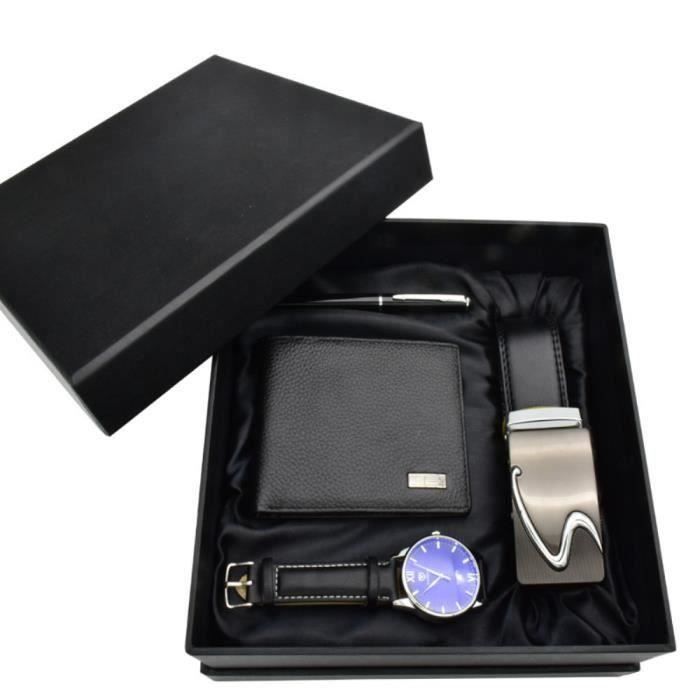 TCEPFS Montre Coffret Cadeau Bo/îte Hommes Portefeuilles Montre Sungalsses Coffret Cadeau Hommes PU Learther Montres Top Marque De Montre /À Quartz Montre pour Homme