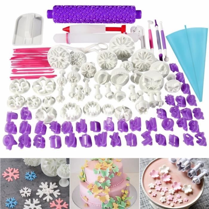 96 pcs ustensiles à pâtisserie moule outils mold tools décoration de gâteau/emporte-pièces avec poussoirs,tampons fleurs
