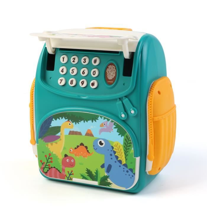 Tirelire pour enfants - ROBINCOOL - Money Safe - Empreinte digitale & mot de passe - Lumière intégrée - 18x10x19 8 cm