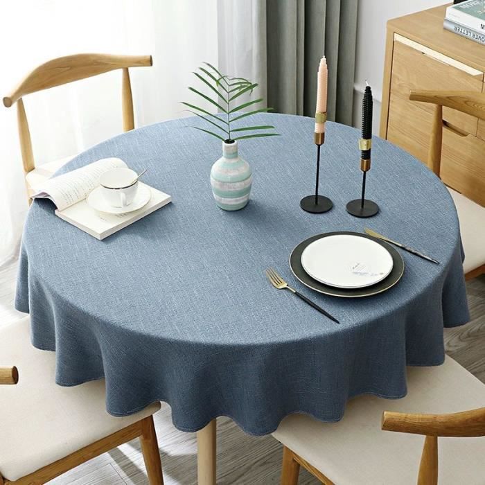 couleur D taille Ronde 140cm Nappe ronde en coton et lin uniure de Table  pour le thé à la maison